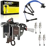 MOAUTO Set of 1 Ignition Coils Pack UF419 & 4 PCS Iridium Spark Plugs with Wire Set Compatible with Hyundai Elantra Tucson Tiburon Kia Sportage Spectra Spectra5 - L4 2.0L