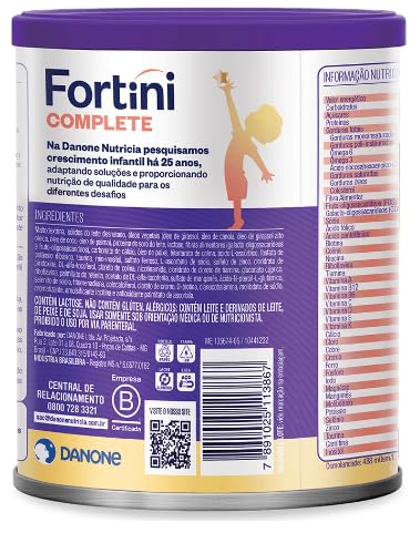 2 latas Suplemento Infantil Em Pó Danone- Fortini Complete Baunilha - 400gr