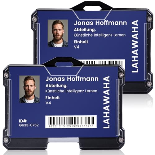 LAHAWAHA Horizontal Ausweishüllen,Ausweishalter mit Schlüsselband,und 4 Kartenfächern (2 Stück,schwarz).