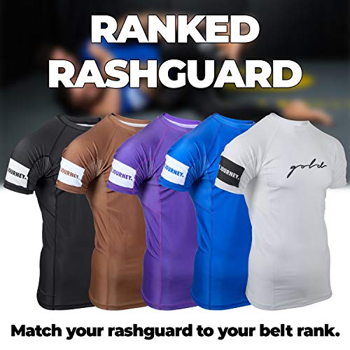 Gold Bjj Foundation Rash Guard - Ranked No-Gi And Gi Jiu Jitsu Rashguard (Short Sleeve, Brown, Xxl) #TOP4