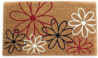 Coco&Coir Natural Coir | Non-Slip | Thick Coir | Premium Quality | Rubber Backed | Eco-Friendly | Indoor | Outdoor | Heavy Duty | Entrance Door Mat | 45 x 75 cm (Bloom three)