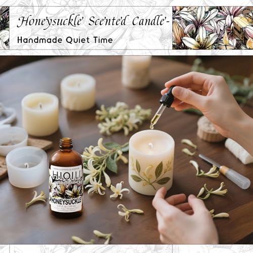 Image of HIQILI Honeysuckle Fragrance Oil for Diffuser & Candle Making - 5.07 Fl Oz | Ideal for Making Perfume for Women, Relaxation, Beautiful Gifts - 150 ML