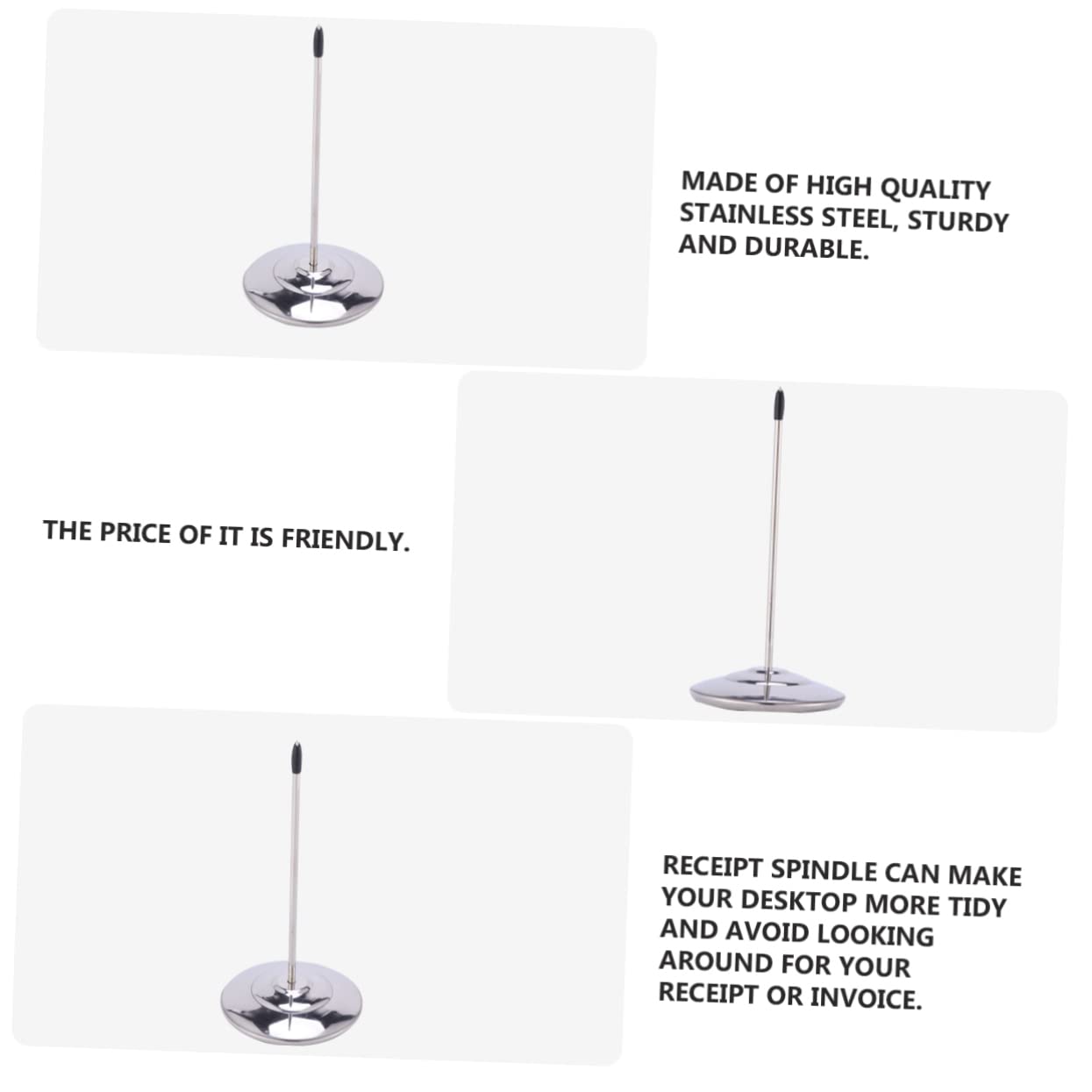 FUNOMOCYA Restaurant Receipt Holder Spindle with Non Slip Base Thickened Holder for Office and Home Use Bill Fork for Invoices and Receipts