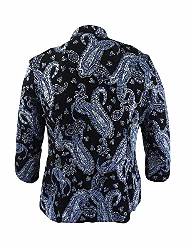 Alex Evenings Women's Plus Size Printed Twinset (2X, Black/Blue) #TOP1