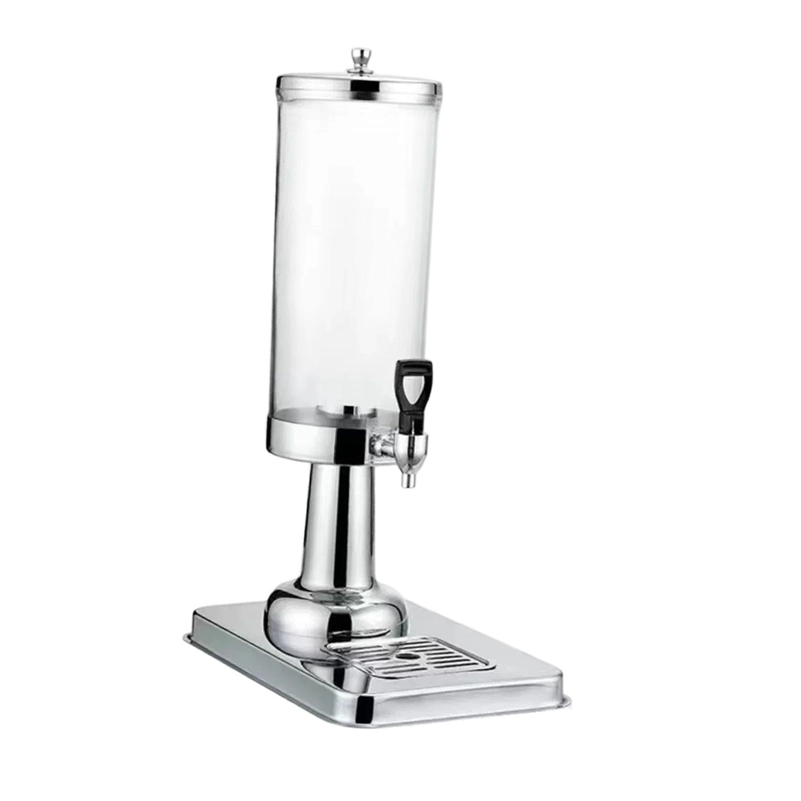 Dispensador de Bebidas con Bandeja Antigoteo, Recipiente de 3 litros para de Hotel, Plata, Individual