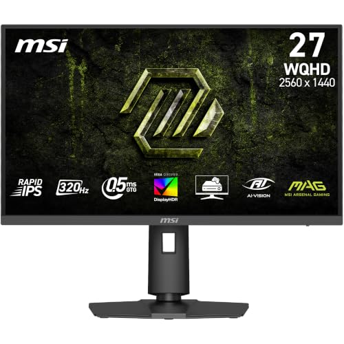 Image of msi MAG 274CQPDF X32 27-inch 2560 x 1440 (QHD) Gaming Monitor, AMD FreeSync Premium, Dual Mode with WQHD 320Hz and HD 400Hz, HDR Ready, HDMI, VGA Port, VESA, Tilt, 0.5ms, Black