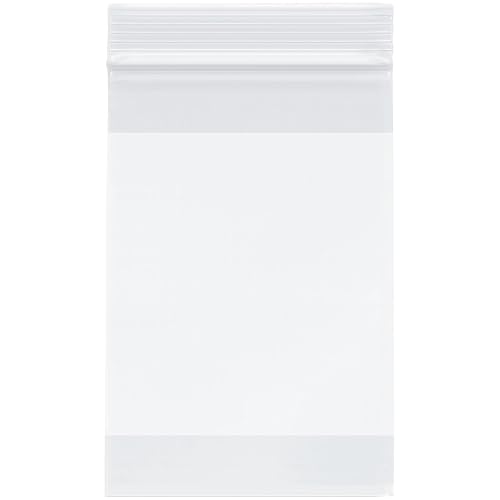 Plymor 4 x 6 pulgadas (paquete de 500), bolsas de plástico con cierre de cremallera resistente de 4 mil con bloque blanco