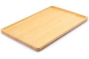 Bamboo Serving Tray: Glossy Decorative Platter with Handles