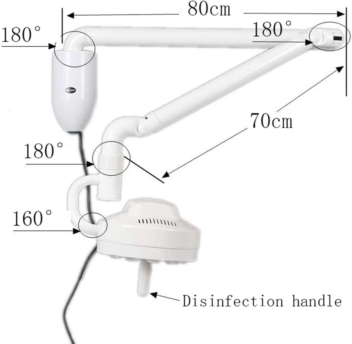 lámpara de quirófano médica Lámpara Sin Sombras For Examen Quirúrgico Montada En La Pared De 30 W, Rotación De 360 ​​​​°, Luz LED For Examen Médico, Luz Fría Dental, For Equipos Médicos De Laboratorio