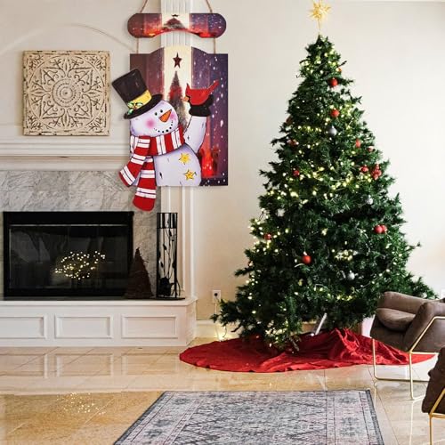 Panneau de Noël en bois suspendre idée cadeau décoration murale maison rustique - 8