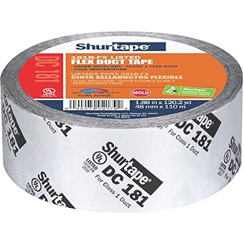 Shurtape DC 181 UL 181B-FX Listed/Printed Film Tape, 48mm x 110m, Metalized Print, 1 Roll (164686) Cover