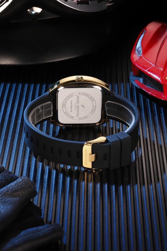 Image of Daniel Hechter Paris Bercy Collection Analog Quartz Watch for Men with Square Dial, Day-Date Display, Crystal Hour Markers and Silicone Strap - DHM1053