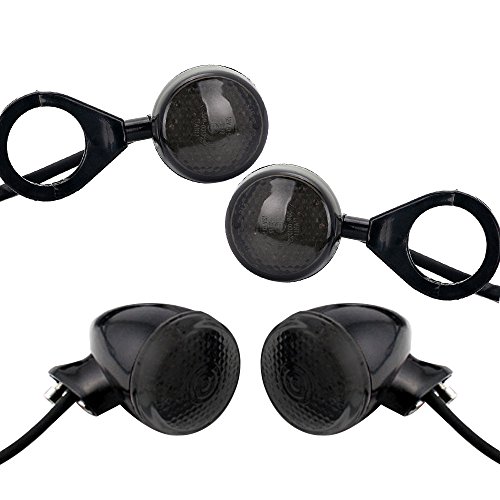 Front Rear Motorcycle 20-LED Turn Signal Light Lamp Indicator Blinker 41mm Clamp (Black/Smoke)