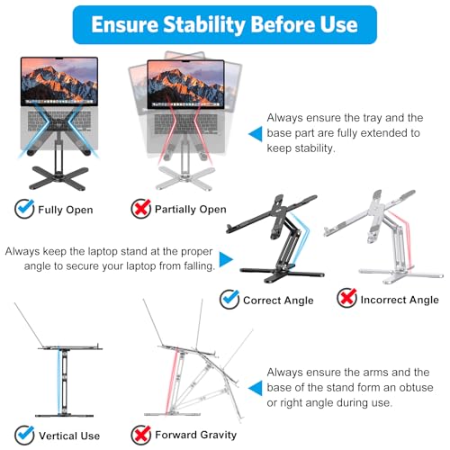 Image of OMOTON 360 Rotating Laptop Stand Riser for Desk, Ergonomic Foldable Computer Stand Adjustable Height Angles for Collaborative Work, Easy Storage Fit Macbooks,All Laptops up to 16 inches, Black