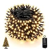 Dankeled Lichterkette Batterie Außen, 20M 200 LED Weihnachtsbeleuchtung Warmweiß, Timer, 8 Modi, Wasserdichte Weihnachtsbaum Lichterkette für Innen Außen, Garten, Hochzeit, Party, Weihnachtsdeko