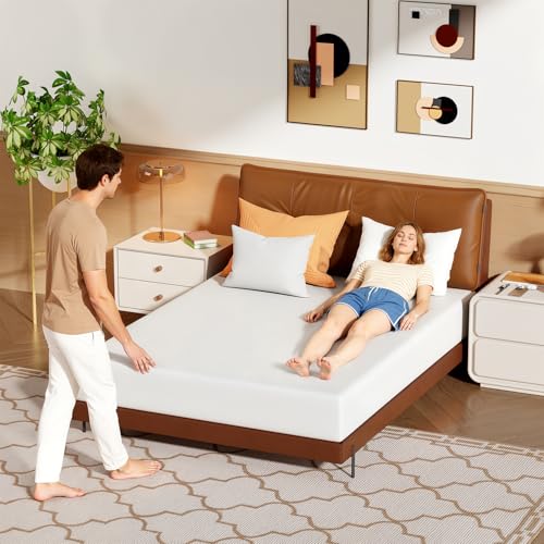 Image of FDW 10 Inch Queen Mattress, Medium Firm Base Foam, Breathable & Comfortable with Removable Washable Zipper Cover, Bed in a Box, CertiPUR-US Certified, White