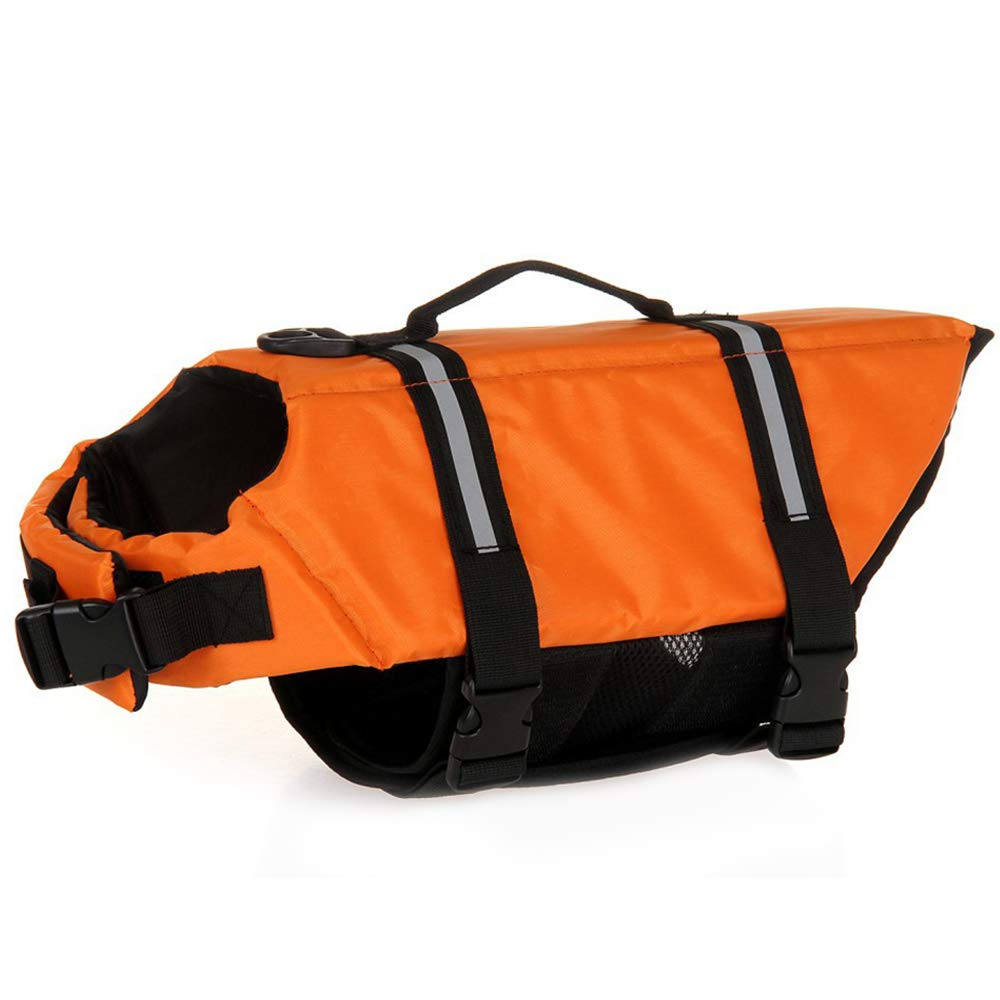 Mummumi® Dog Life Jacket, Adjustable Dog Swim Vest with Handle Pet Puppy Saver Swimming Lifejackets Vest Coat (XXL, Orange)