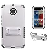 Beyond Cell Case for Motorola Moto X 2nd Gen - Non-Retail Packaging - White PC with Gray Silicone