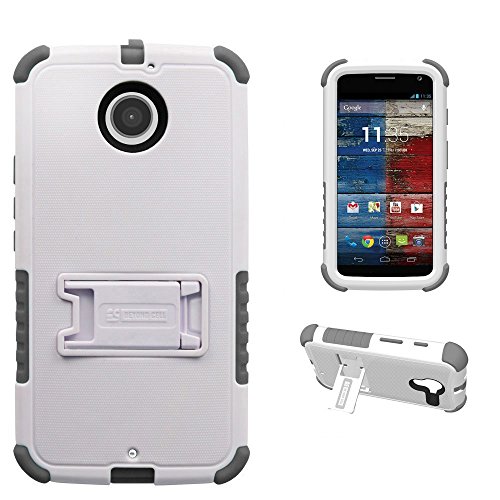 Beyond Cell Case for Motorola Moto X 2nd Gen - Non-Retail Packaging - White PC with Gray Silicone