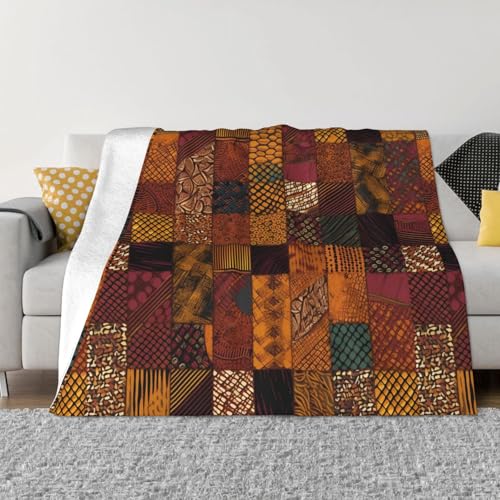 asbwuo Manta de Patchwork Estilo Africano para sofá, Suave y Ligera, de Franela Supersuave, cálida y acogedora, de Microfibra, para sofá, Oficina, Viajes, para Todas Las Estaciones, 127 x 101 cm.