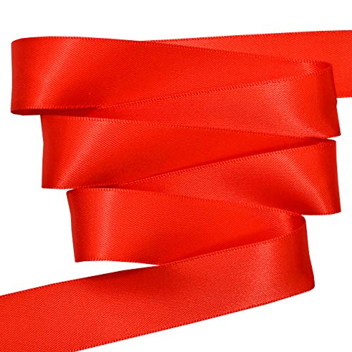 Image of Morex Ribbon 08822 /50-235 Double Face Satin Ribbon, 7 /8 inch x 50 Yd, Poppy Red