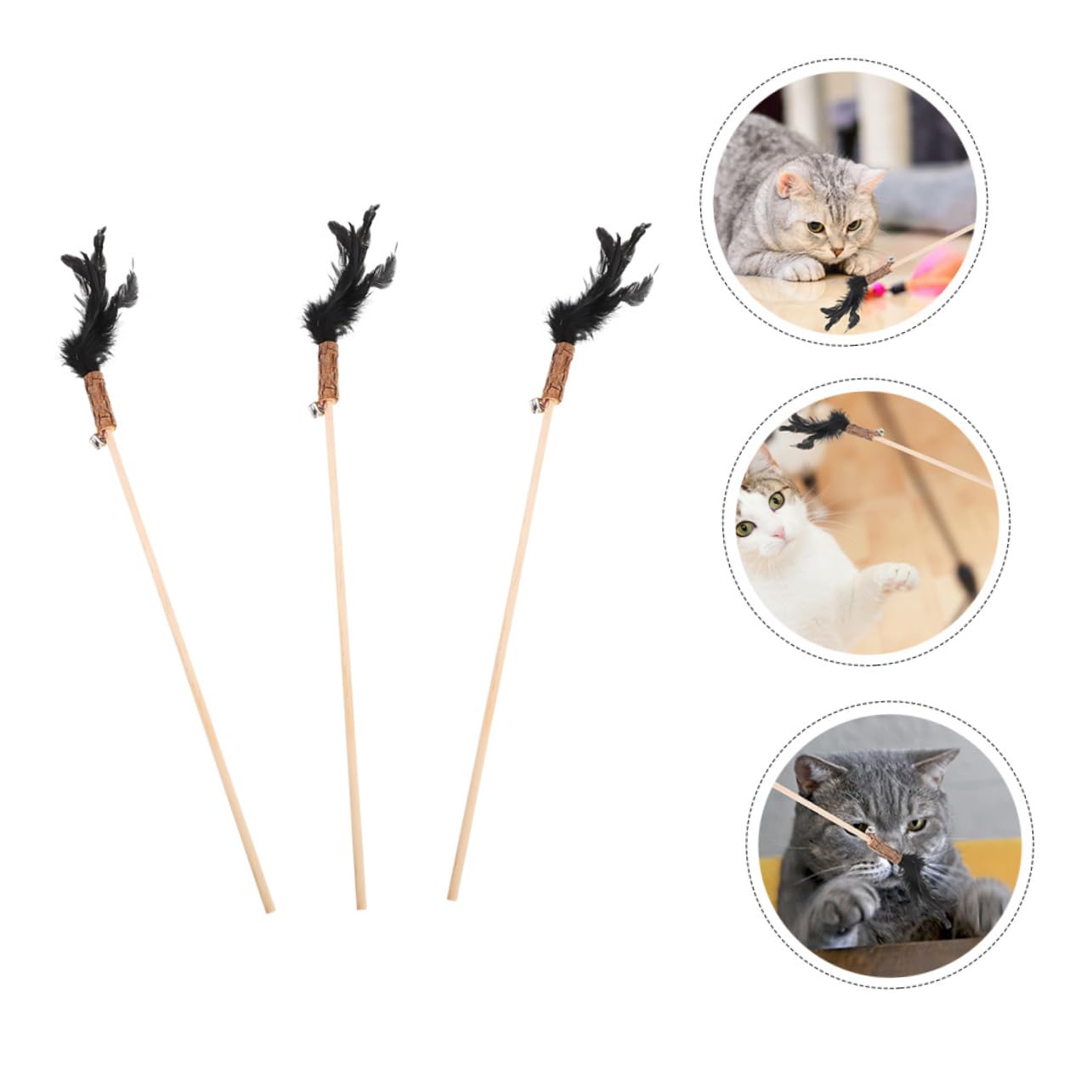 Mipcase 15 Pièces Chat Taquin Baguettes De Chat Tentures Taquineries Drôles Teaser De on Jouet pour Jouets on Jouet De Canne à Pêche pour De Mignon en Bois