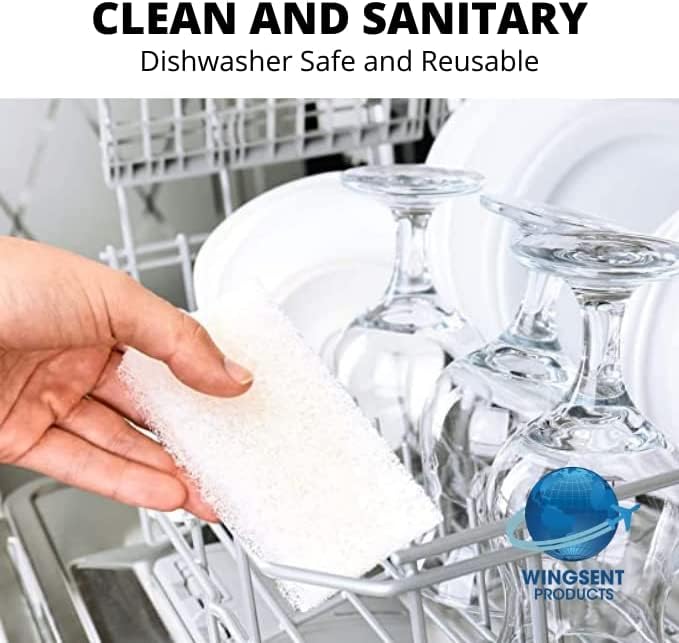 Image of Commercial Light Duty White Scrub Pad - 4.6 inch x 10 inch Non-Abrasive Cleaning Pad for Delicate Surfaces, Kitchen, Bathroom, Glass & More (2)