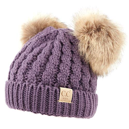Image of C.C Exclusives Children Kid Double Pompom Knitted Beanie for Kids Ages 2-5 (KID-23)(KID-24)(KIDS-2055)