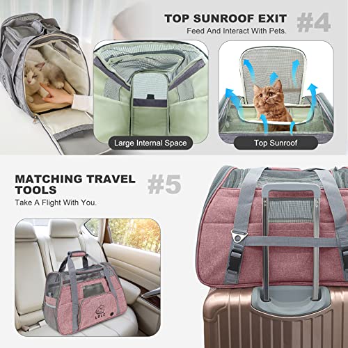 PETCUTE Hundetransportbox,Atmungsaktive Katzen Tragetasche Katze transportbox Tragetaschen mit Weicher Matratze, Stoff Oxford Haustiertragetasche mit Schultergurt,Airline Zugelassen Rosa