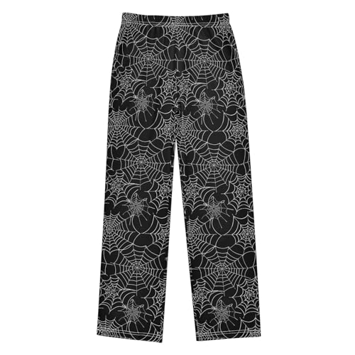 Pajama Pants White Black Spiderwebs PJ Bottoms Sleepwear Lounge Sleep Pant with Pockets