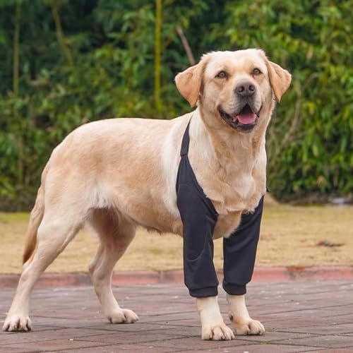 Powerruif 2 Stück Recovery Sleeve Hund, Ellenbogenbandage Hund Liegeschwielen Hund Euioovm Pet Knee Pads für Mittelgroße und Große Hunde Verhindert Das Lecken Von Wunden (Schwarz Grau XXL)