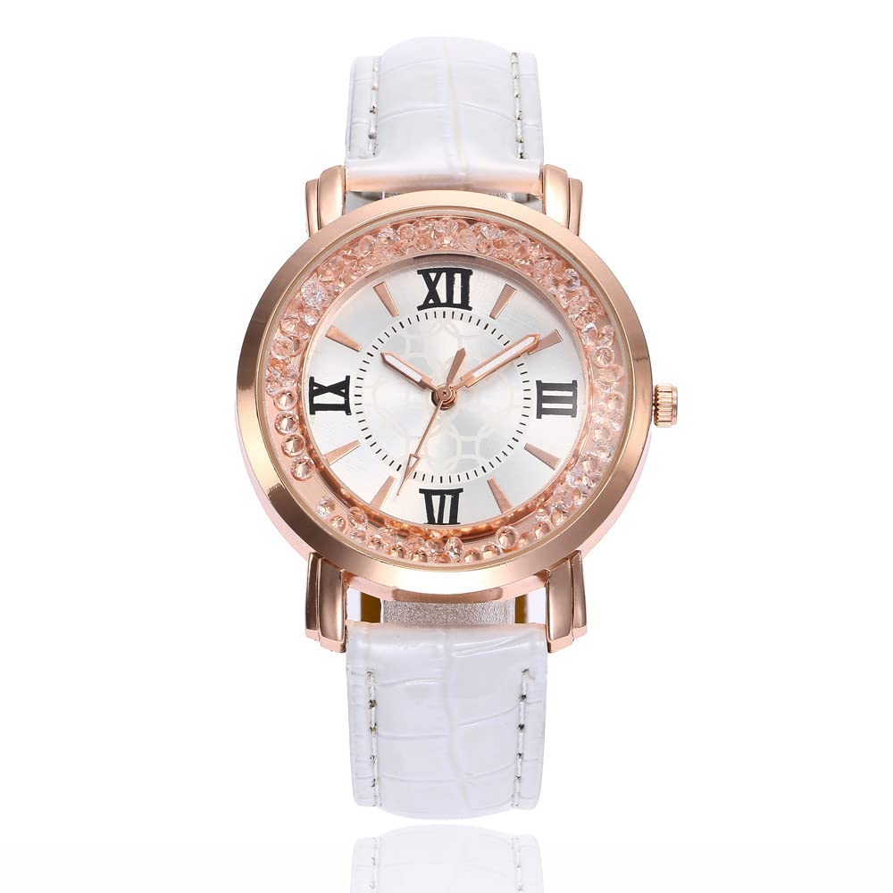 Destiny Crystal Rhinestone White pu Leather Strap Woman Analog Watches (B09NKSXYPT) Amazon Price History, Amazon Price Tracker