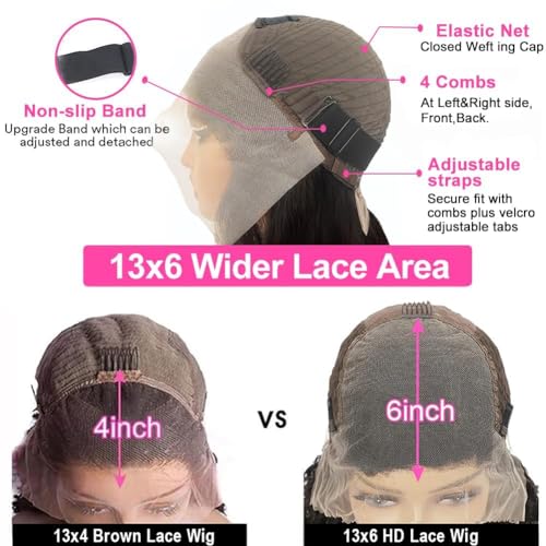 BLACROSS 13x6 Deep Wave Lace Front Wigs Human Hair 32 Inch 180 Density Deep Part Curly Lace Front Wigs Human Hair Pre Plucked Glueless Transparent Lace Frontal Wig Pre Plucked with Baby Hair - Image 6