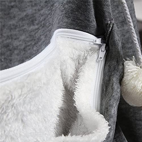 ShallGood Damen Kapuzenpullover Sweatshirt Herbst und Winter Long Sleeve Hoodie Pullover mit Katze/Hund Tasche A Grau DE 36