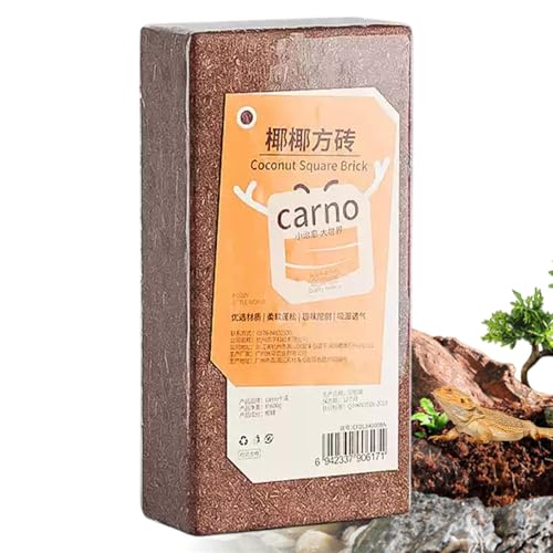 Mattone di cocco di cocco, substrato in fibra compressa, biancheria da letto naturale per rettili, 20 x 10 x 5 cm, pacciame organico per gechi, tartarughe e habitat anfibi