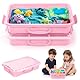 2 Stück Sensory Bin mit Deckel für Kinder,Play Sand mit Sandkasten Spielzeug mit Griff für Kinder,Portable Sensory Sandbox Container für Kinder,Kunststoff-Tablett für Wasser,Sand,Perlen und Mehr(Rosa)