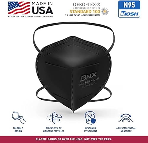 Accumed H95B-N95 Bnx N95 Mask Black Made In Usa Particulate Respirator Protective Face Mask thumb #5