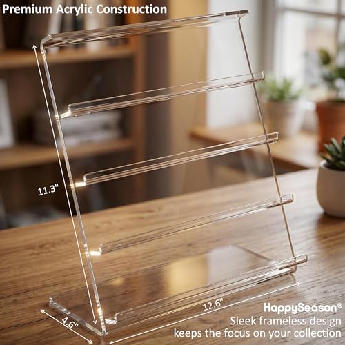 Image of Happyseason 2 Pack 4-Tier Acrylic Card Display Stand, Graded Card Display for PSA Slab Display, Baseball Card Display, Pokemon Pack Display, Card Stand for Sports Cards (Clear, Interlocking)