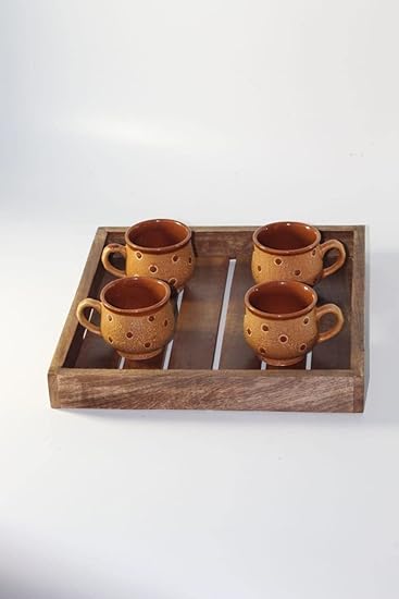 Wood Articles Works Wooden Coffee Table Tray/Decorator Tray/Multipurpose Serving Tray || Colour Brown Tray Medium.