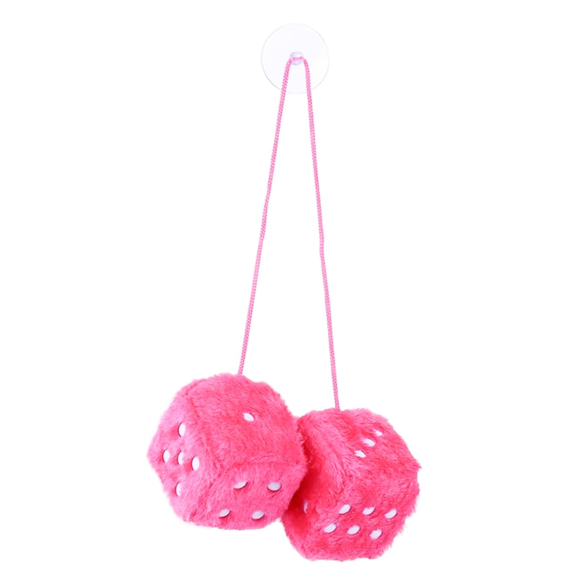Un par de Adornos de Cubo de Felpa para Colgar en el Coche, Cubo de Felpa de Dados, Accesorios de Coche para Accesorios de Espejo retrovisor Interior (Rosa)