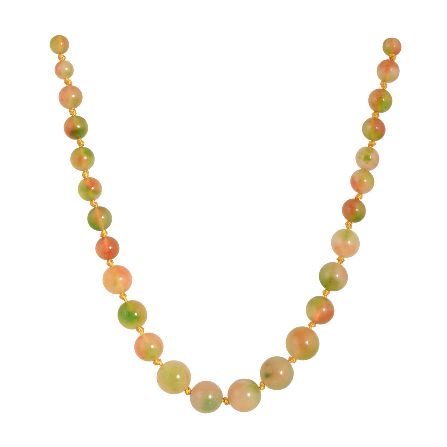 Designer Green Yellow Agate Onyx Stone Beads Necklace Single Line for Women and Girls