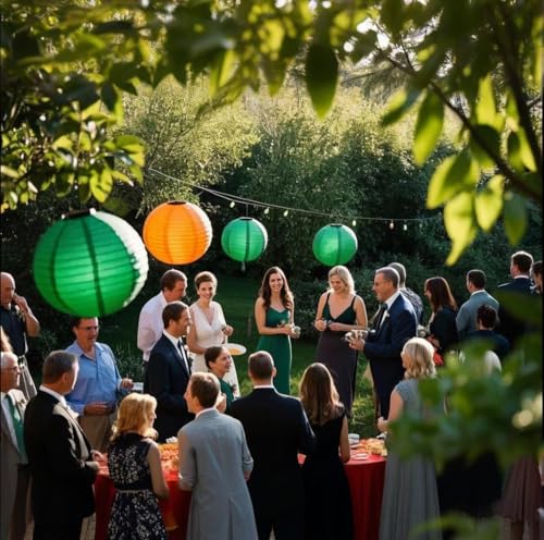 Image of Green Orange Paper Lanterns Decorative 15pcs Party Hanging Decorations for Bachelorette Wedding Birthday Baby Shower Graduation Anniversary Green orangeThemed Room Decor