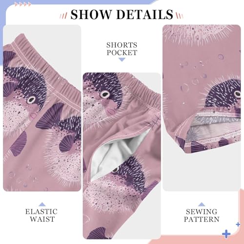 Pajama Pants Lounge Sleep PJ Bottoms Sleepwear Elastic Waist Drawstring S Puffer Fish4