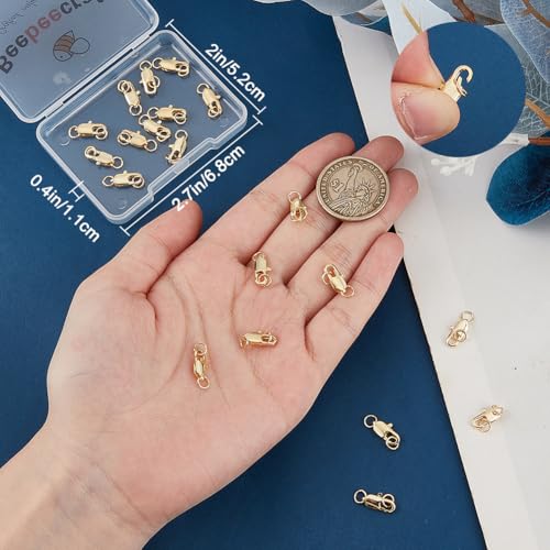 Beebeecraft 20 Sets Gold Lobster Clasps for Jewellery Making 18K Gold Plated Brass Lobster Claw Clasps with Jump Ring Connector for Women Jewelry Making DIY Bracelet Necklace Craft - Image 3