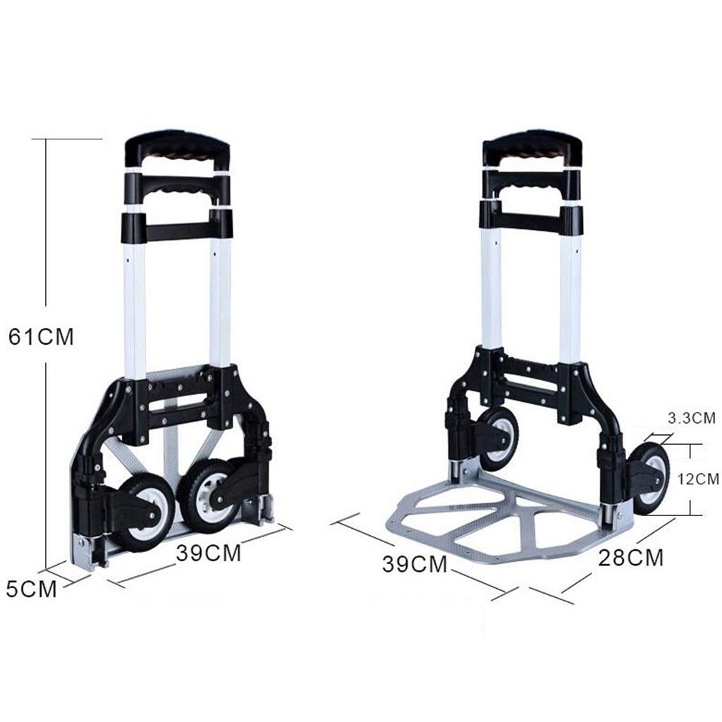 Pieghevole Carrello elevatore a Mano in Lega di alluminioNero Shopping drogheria Leggero Resistente Silenzioso con Carrello Porta-Ruote 68KG (Dimensioni : A)