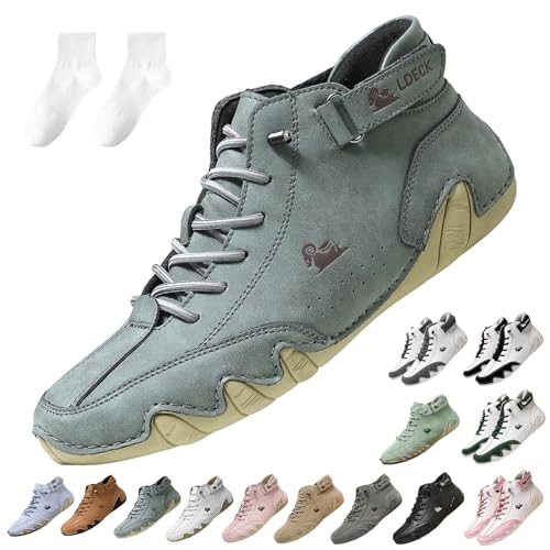Alpaca Zapatos Descalzos de Cuero Premium Orthopédicos Bergexperten Zapatos Agua Antideslizante Arch Support Hombres Mujeres, verde, 48 EU