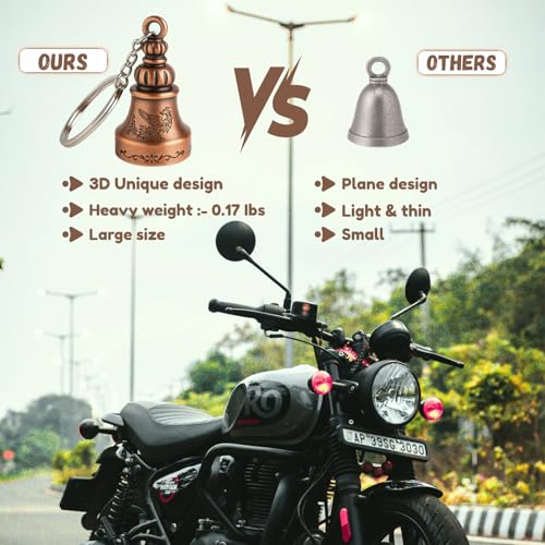 Image of FOSSE Guardian Bell KeyChain for Bike and Car | Tibetan Key Chain Good Luck Key Chain (copper) (1 Pc)