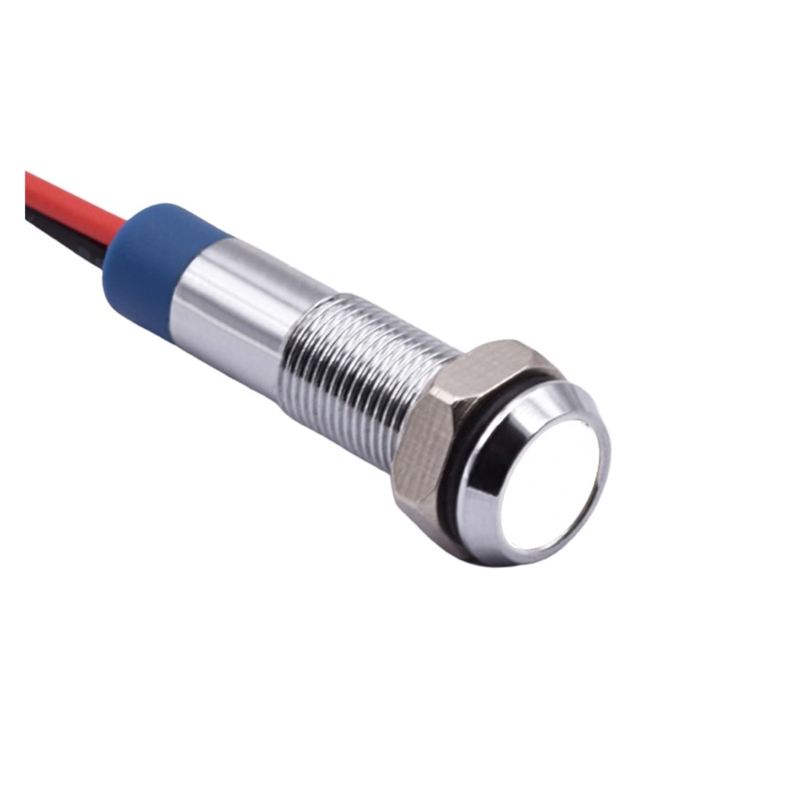 5/10pcs 6mm LED Metal Indicator Signal Lamp 6V 12V 24V 220V DC AC Flat Head Wire Leading Light Red Green Blue Amber White(White,5PCS_12-24V)