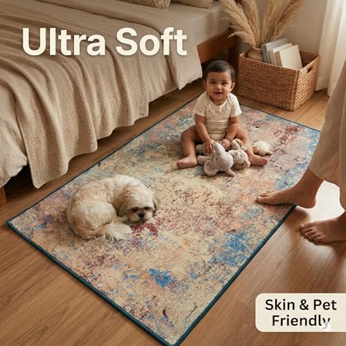 Image of Dream Weaverz Anti Slip Rectangular Carpet for Living Room & Hall | Silk | Flat Woven Soft Washable Floor Mat for Home, Bedroom Floor & Kitchen | Durable Anti Skid Rug for Daily Use (3 X 5) feet