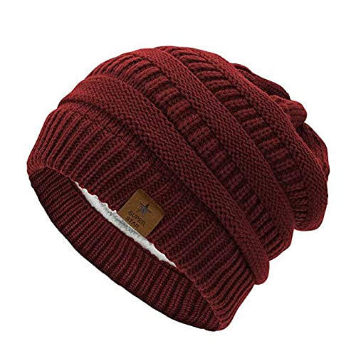 Gorro de invierno for hombre y mujer, gorro holgado uso diario con forro polar, punto térmico